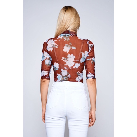 Floral chocker neck bodysuit - Picture 2 of 3